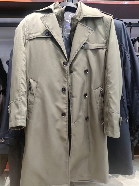 阿玛尼男士风衣中长款中老年爸爸装外套加厚内...