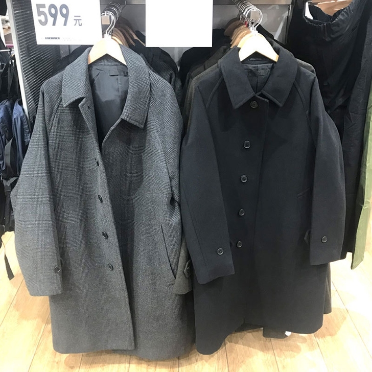 上新优家试衣间秋冬中长款毛呢大衣男士插肩袖...