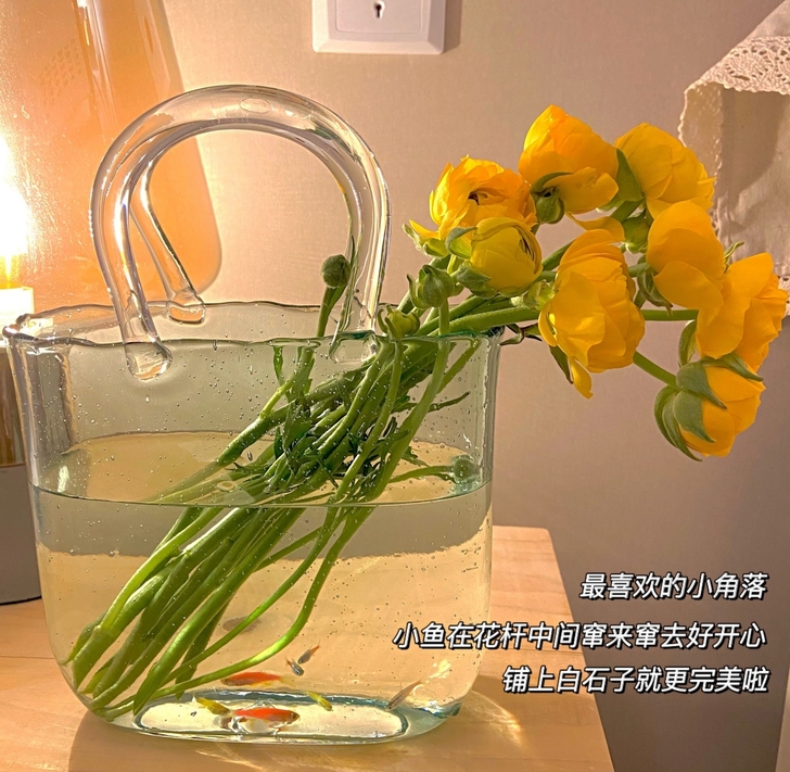 全新简约气泡手提袋提蓝包包花瓶鱼缸玻璃透明...
