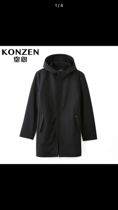 KONZEN空间男士新款春季新品中长款连帽...