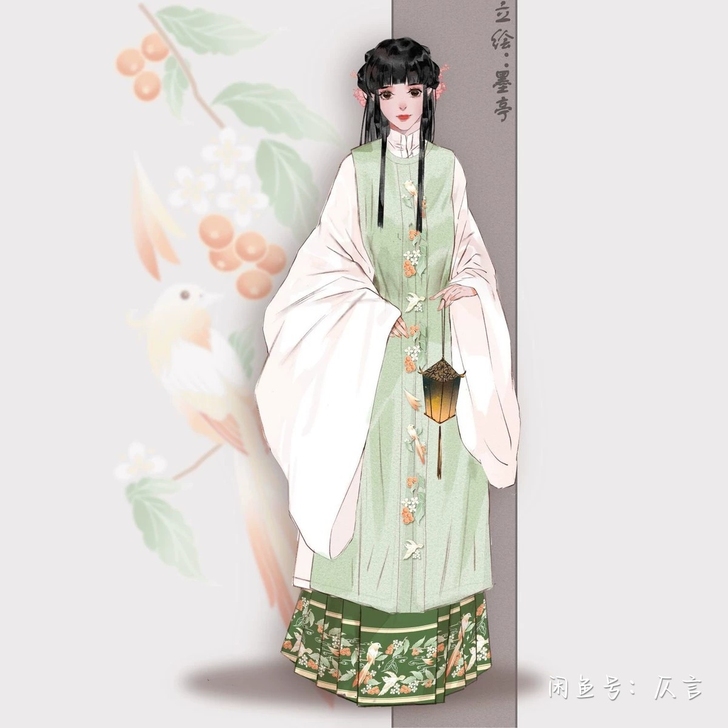 七挽居【玉楼春】明制立领斜襟比甲百褶秋冬套...