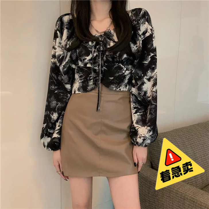 简约纯色A字短裙气质百搭PU小皮裙女显瘦韩...