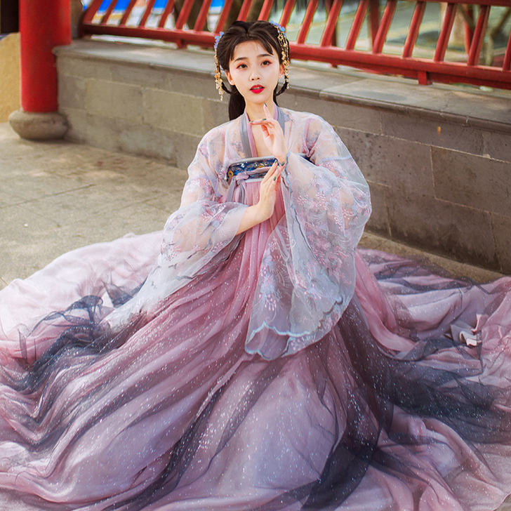 妃子络汉服女中国风仙气飘逸古风学生齐腰彼岸...