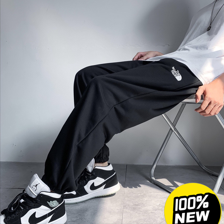 北面港风TNF潮牌加绒裤子男秋冬宽松休闲篮...