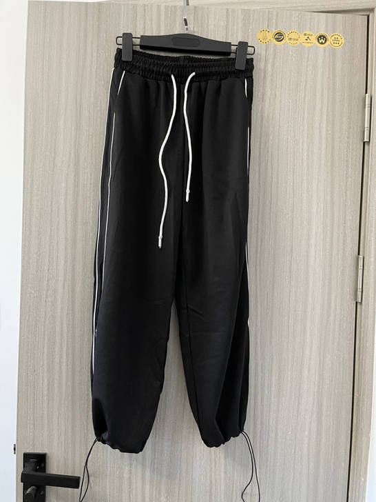 休闲裤女宽松束脚运动高街直筒裤阔腿裤美式嘻...