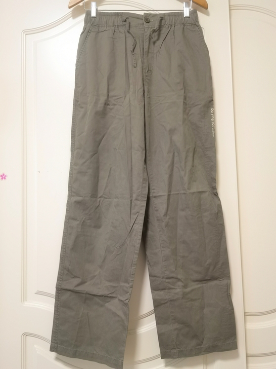 深卡其色休闲宽松直筒裤