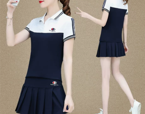休闲运动套装女夏季网球短裙幼儿园老师园服洋...
