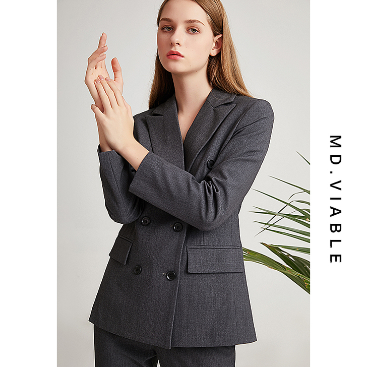 灰色西装套装女时尚高端商务正装公务员面试职...