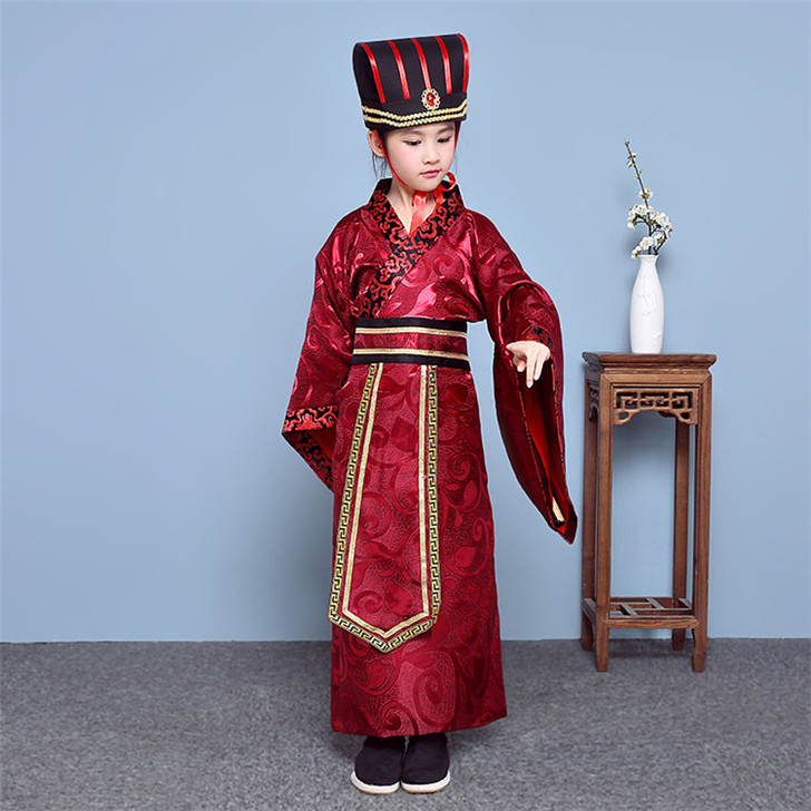 儿童古装古代汉服男童书童先生孔子服国学服唐...