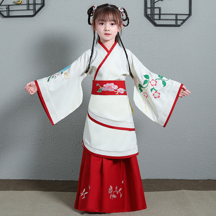 女童汉服古装春秋童装小女孩秦汉曲裾写真演出...