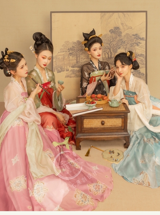 涂七七【盛世长安】唐制汉服女复原款一片式齐...