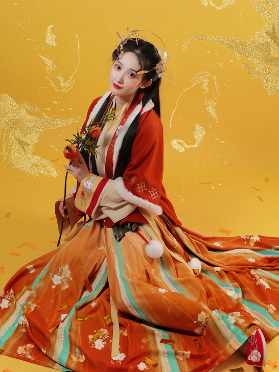 【东月棠】琥珀花簪对穿交明制冬装