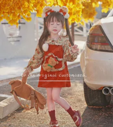 二奶奶原创定制突然小熊背带裙款,全新110...