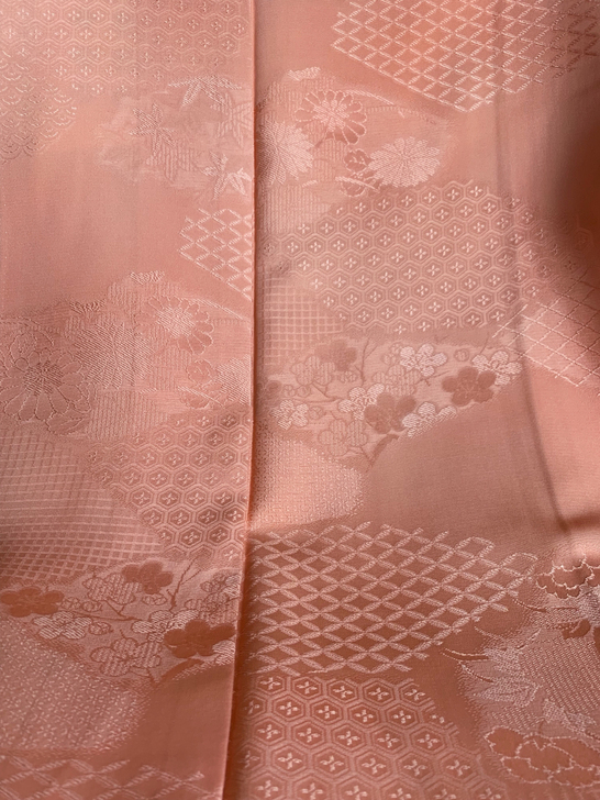 正绢和服提花草花底纹色无地