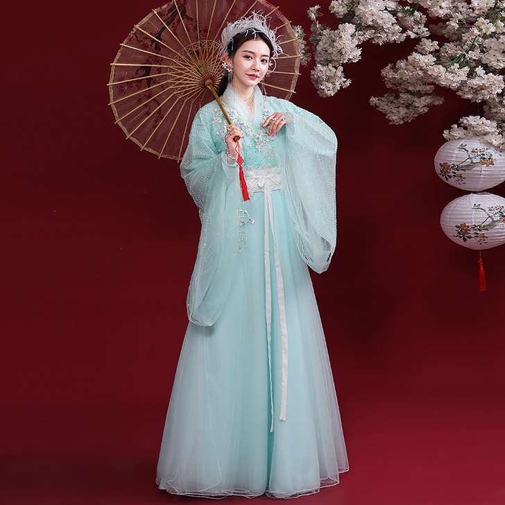 原创亲子古装超仙飘逸中国风汉服女学生古风改...