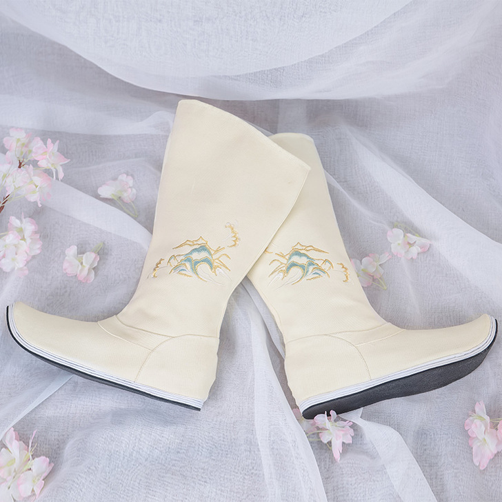 如梦霓裳汉服饰品复古翘头尖头皂靴官靴玉珂千...