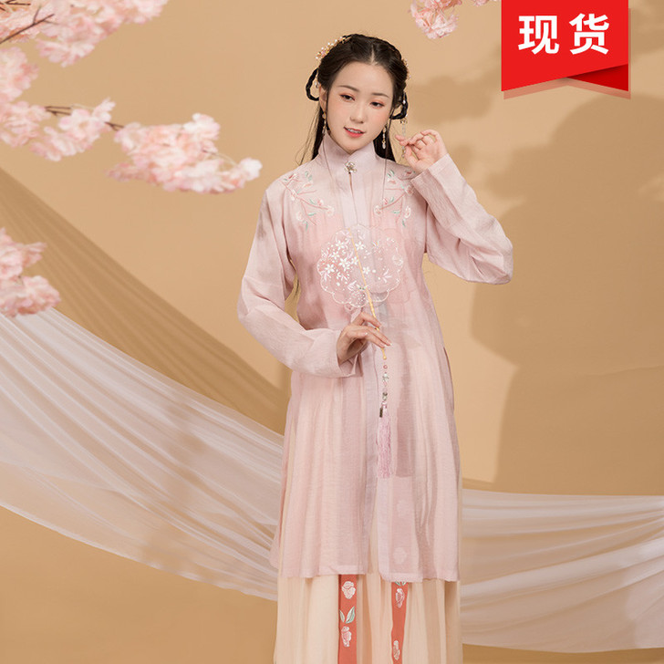 粉香泪 花朝记汉服绣花 明制对襟长衫主腰齐...