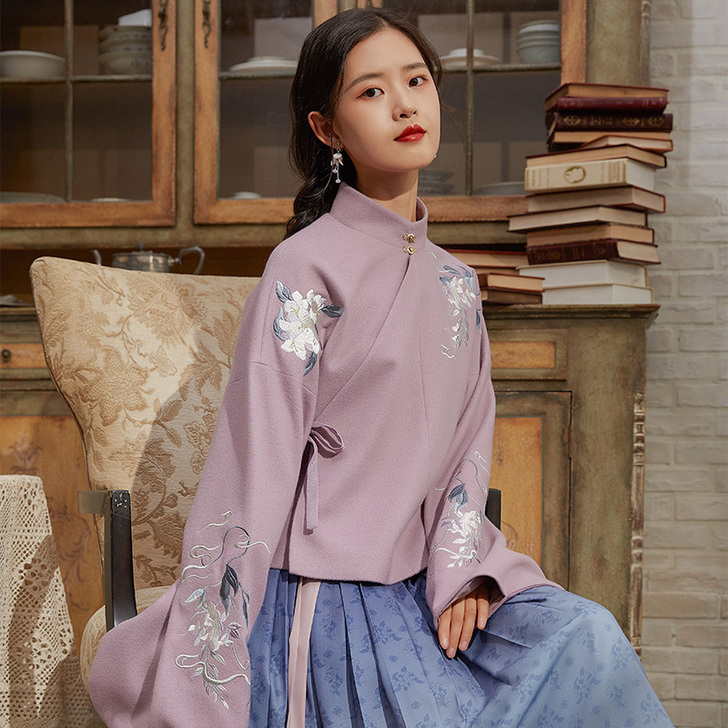 徐娇织羽集潋纤雨改良汉服汉元素女竖领斜襟袄...