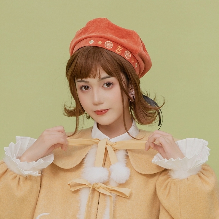【吉吉帽】花朝记汉服女吉星高照刺绣毛呢贝雷...