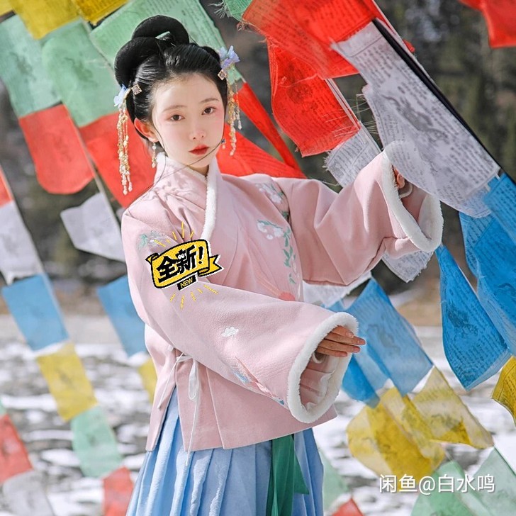 芥子记早莺传统汉服女交领袄毛呢加厚冬春款绣...