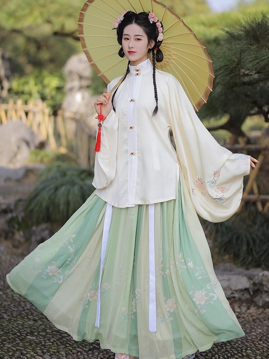 明制汉服女正品原创【清安】中国风白菜全套日...