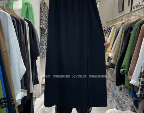 简约纯色高腰显瘦松紧腰半身裙2022春夏新...