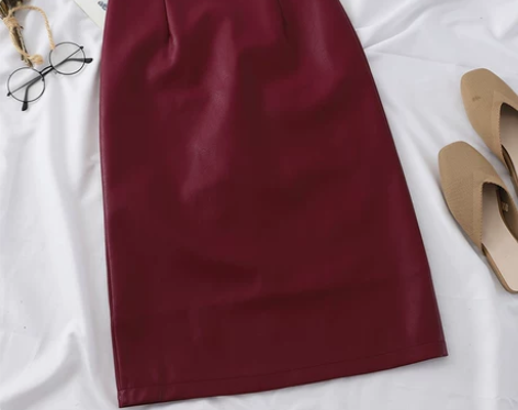 PU皮开叉一步裙气质半身裙女2019新款秋...