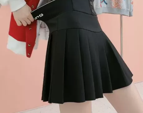 黑色百褶裙秋款2021新秋冬设计感字母收腹...