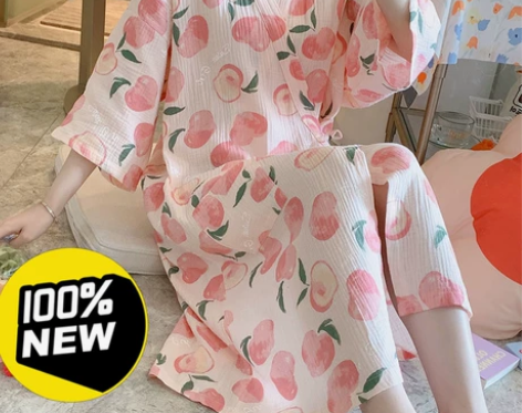 【全新包邮】和服日式睡衣女夏季纯棉纱布睡裙...