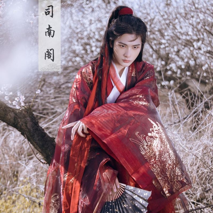 司南阁  黑色菊花大袖衫 L码