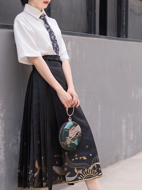 鲸落 海棠落原创汉服 织金马面裙女 日常八...