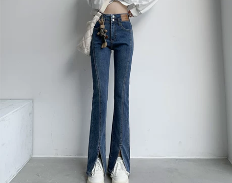【年货价】高腰微喇叭牛仔裤女2021年春秋...