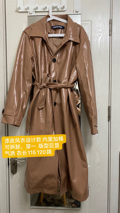 yapian素皮褶皱系带衬衫裙 衣长：中长...