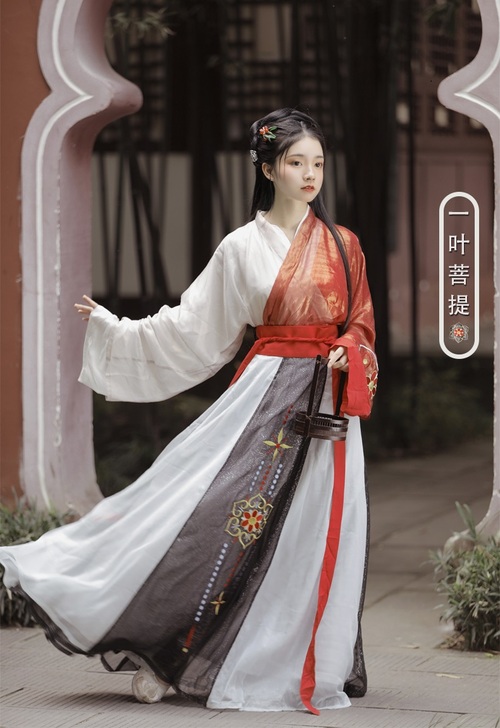 凤衣鸣原创一叶菩提汉服女晋制交领三件套6米...