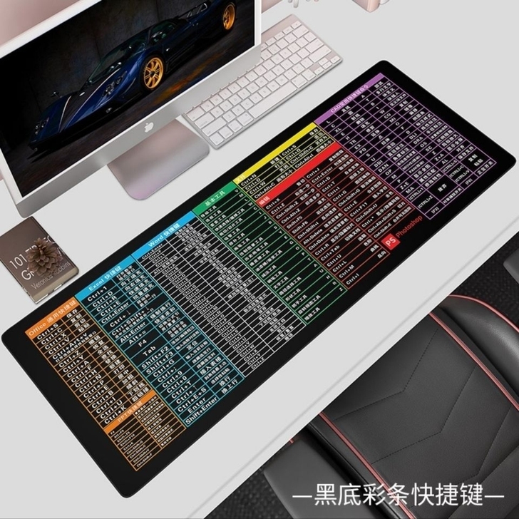 超大号鼠标垫加厚电竞游戏办公室快捷键大全电...