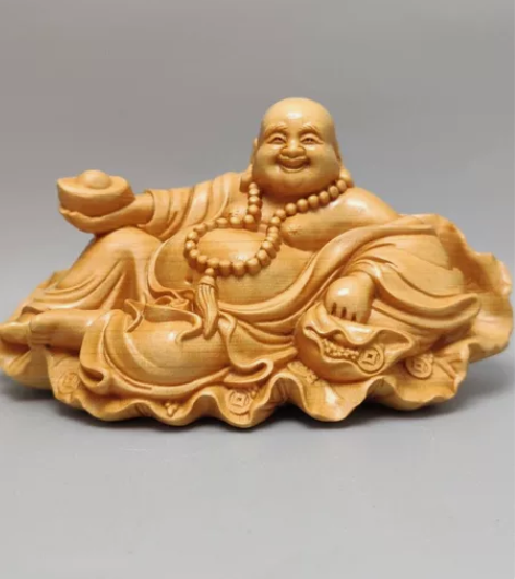 崖柏雕刻摆件弥勒佛摆件木质车载招财家居客厅...