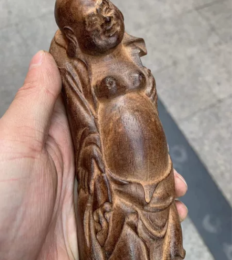 文玩古玩木雕摆件民间收藏 沉香木弥勒佛，有...