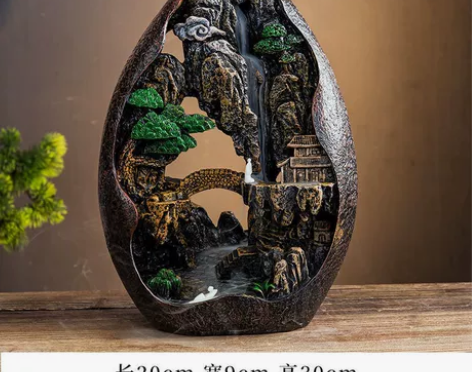 高山流水倒流香香炉檀香炉熏香家用室内沉香插...