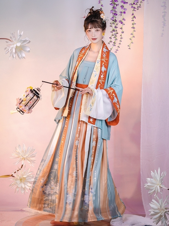 花神记汉服女秋季宋制褙子原创齐腰褶裙古装露...