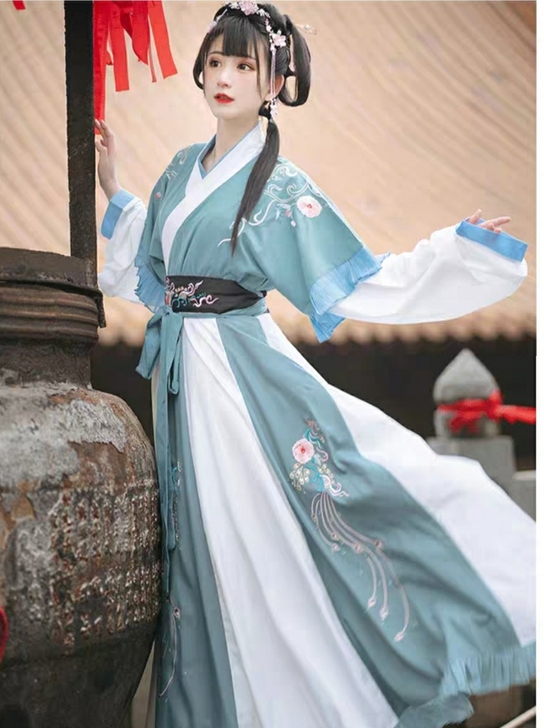 花神记灵语原创汉服女晋制交领襦裙齐腰秋冬刺...