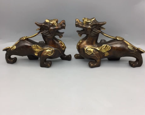 古玩铜器收藏，如意貔貅一对，工艺精湛 ，包...