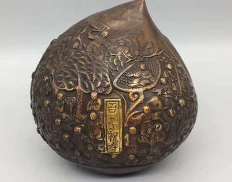 古玩铜器收藏，百子祝寿仙桃，工艺精湛 ，包...