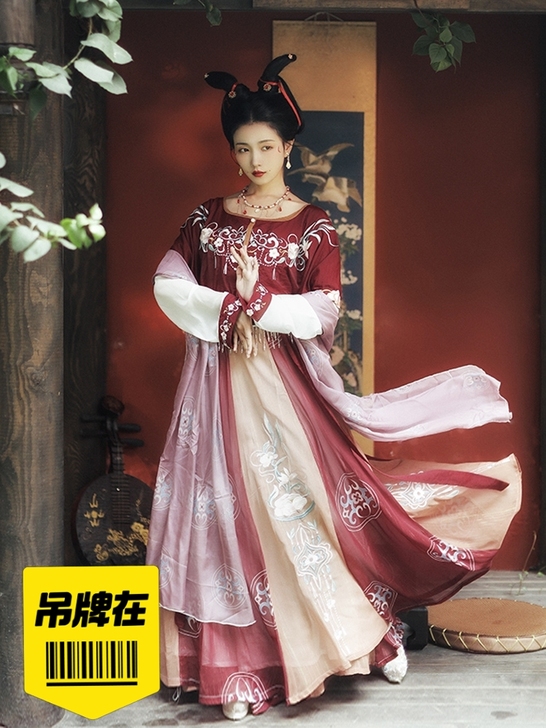 耀春原创汉服女正品花瑶归唐制坦领三件套中国...