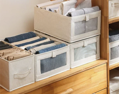 收纳箱 衣服收纳整理箱衣柜棉麻布艺收纳盒牛...