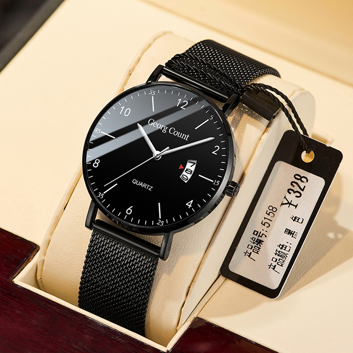 虫洞概念高中全自动超薄手表男学生石英表潮流...