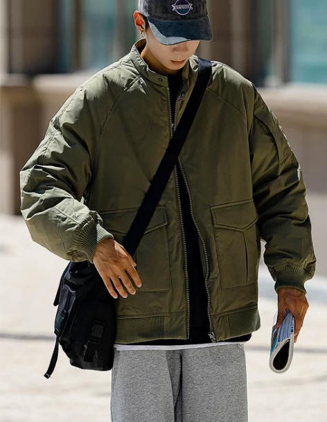 90白鸭绒工装羽绒服男冬季新款男生复古立领...