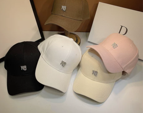 韩国大王水钻字母鸭舌帽男女棒球帽糖果色休闲...