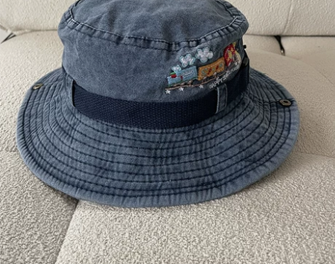 酷女孩~小众牛仔水洗做旧渔夫帽春夏百搭休闲...