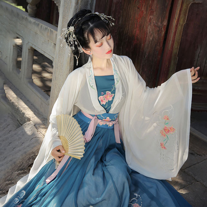 含娇汉服女中国风齐腰襦裙夏季薄款古装汉元素...