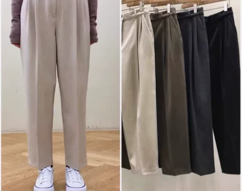 韩国代购butt家加绒西裤小个子九分，裤长...